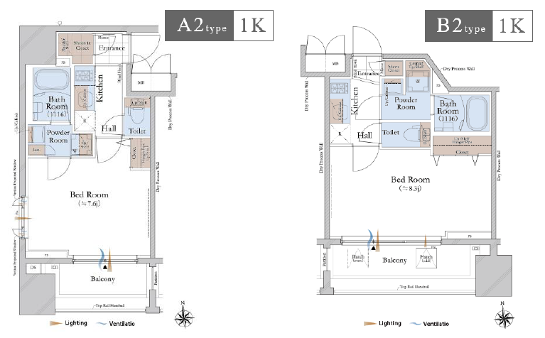 A2＆B2タイプの間取図