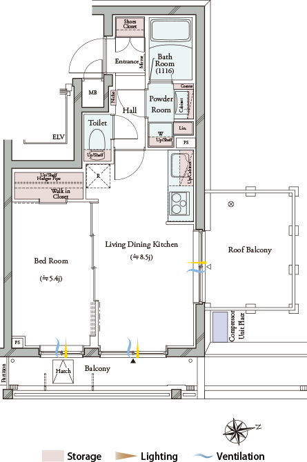 Qr type 1LDK+ WIC